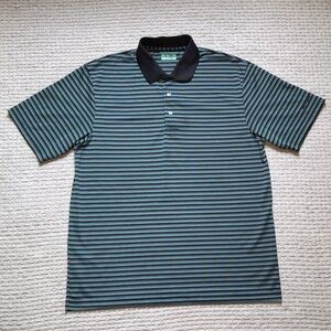 Ben hogan men’s golf polo shirt Large black green striped short sleeves